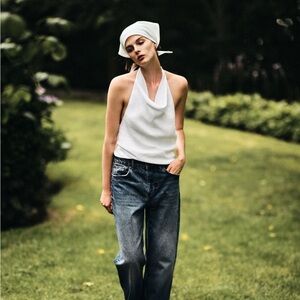 ZARA NWT LINEN HALTER TOP